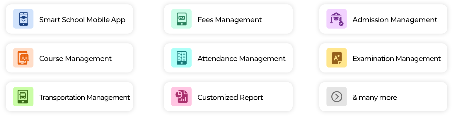 ERP landing page all icon
